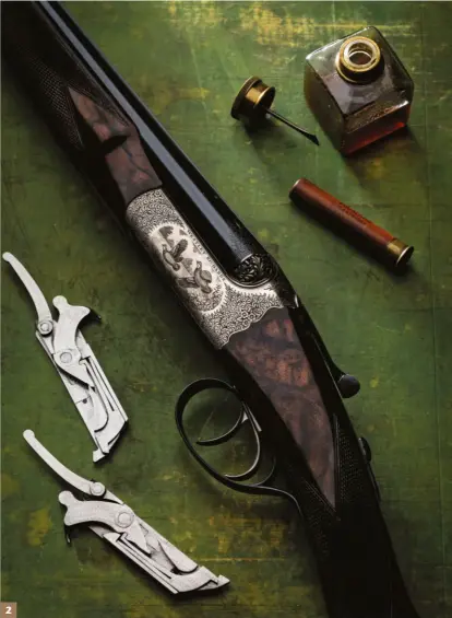  ??  ?? 2
1. Westley Richards (1814-1897) est le fils du fondateur William Westley Richards (1789-1865). 2. Depuis son retour à la production régulière dans les années 1980, le droplock a été fabriqué sur des bascules proportion­nelles à chaque calibre, comme sur ce délicieux .410.