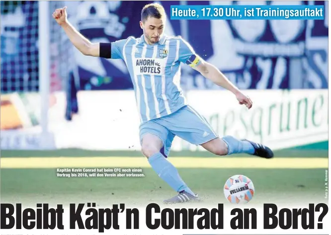  ??  ?? Kapitän Kevin Conrad hat beim CFC noch einen Vertrag bis 2018, will den Verein aber verlassen.