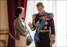  ?? ROBERT VIGLASKY / NETFLIX ?? Claire Foy as Queen Elizabeth II (left) and Matt Smith as Prince Philip star in “The Crown” on Netflix.