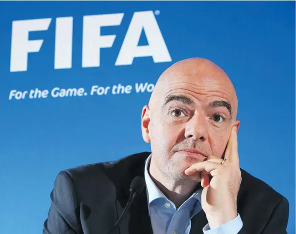  ?? — GETTY IMAGES FILES ?? After much discussion, FIFA will determine this week whether its president, Gianni Infantino, will see his wish for an enlarged World Cup come true. The money-maker, held every four years, could open the door to 48 teams in 2026.