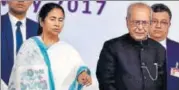  ?? PTI ?? West Bengal chief minister Mamata Banerjee with President Pranab Mukherjee at a function in South 24 Parganas district.
