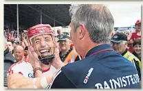  ??  ?? CUTTING UP ROUGH Anthony Nash has been No.1 for Cork since injury to Donal Og Cusack in 2012, above, and, left, Nash celebrates Munster final victory with manager Kieran Kingston