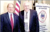  ??  ?? Ronald Lambert (left) was sworn in as president of the Arkansas Federation of NARFE by Richard Thissen (right), national president of NARFE.