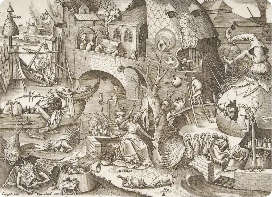  ?? ?? L'allegoria dell'invidia realizzata da Pieter Bruegel e Pieter van der Heyden