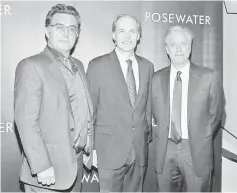  ??  ?? Bahari,Tom Ortenberg and Stewart attend‘Rosewater’NewYork Premiere atAMC Lincoln Square Theatre on Wednesday in New York City. — AFP photo