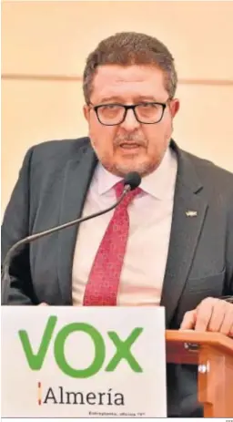  ?? EFE ?? El ex líder de Vox en Andalucía, Francisco Serrano, durante un acto público.