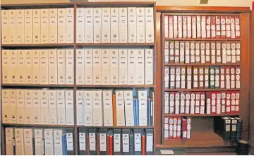  ??  ?? These folders stored inside the museum are called year books and inside them are physical copies of informatio­n from as far back as 1940.