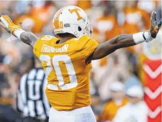  ?? STAFF FILE PHOTO BY C.B. SCHMELTER ?? Tennessee defensive back Bryce Thompson reacts after a play against Missouri during last season’s game at Neyland Stadium.