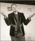  ?? BLOOMBERG ?? Elon Musk, chairman and chief executive officer of Tesla Motors, during the unveiling of an SUV, in California, US
