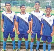  ??  ?? From (L-R) Yasir Shaikh, Aftab Khan, Jay Gosalkar and Jyotin Newalkar the goal scorers of St Lawrence