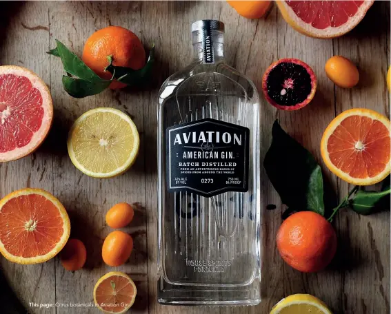  ??  ?? This page: Citrus botanicals in Aviation Gin
