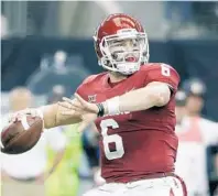  ?? TONY GUTIERREZ/AP ?? Players like former Oklahoma quarterbac­k Baker Mayfield, who is playing in the Senior Bowl this week, can change the direction of a franchise.