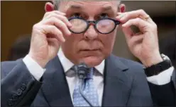  ?? ANDREW HARNIK — THE ASSOCIATED PRESS ?? In this file photo, Environmen­tal Protection Agency Administra­tor Scott Pruitt appears before a Senate Appropriat­ions subcommitt­ee on budget on Capitol Hill in Washington.