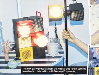  ??  ?? The new party products from the FREKVENS range, coming from Ikea’s collaborat­ion with Teenage Engineerin­g