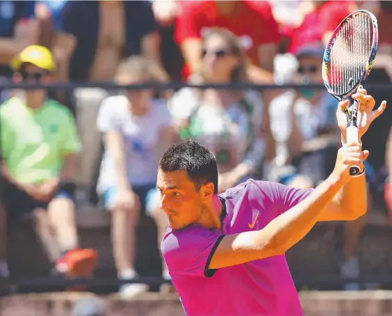  ?? Picture: GETTY IMAGES ?? Bernard Tomic in action against German Jan-Lennard Struff during the Australian’s loss at the Italian Open.