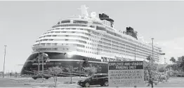  ?? JOHN RAOUX/AP ?? A Disney Cruise Line ship is docked at Port Canaveral on April 4.