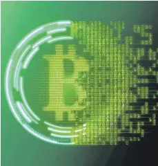  ?? FOTO: IMAGO ?? Illustrati­on der Kryptowähr­ung Bitcoin: Die verschlüss­elte Speicherun­g von Transaktio­nsdaten macht Banken überflüssi­g.