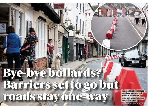  ?? ROD KIRKPATRIC­K/FSTOPPRESS ?? Social distancing bollards have been a permanent fixture in Ashbourne since non-essential shops opened last June.