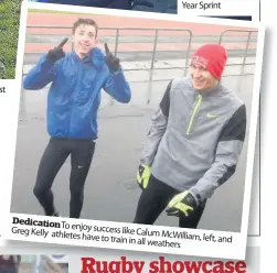  ??  ?? Gordon Bury with East Kilbride AC’s 4x100 and 4x400 champions at last year’s North East Open Relays at Whitley Bay Dedication To enjoy Greg Kelly success like Calum athletes have to train in McWilliam, left, a all weathers