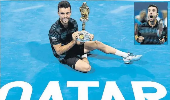  ?? FOTO: EFE ?? Roberto Bautista, con el rtofeo de Doha. El tenista español completó una semana excelente, que incluye victorias ante Novak Djokovic y Stan Wawrinka