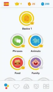  ??  ?? The influence of videogames on Duolingo’s app is obvious, from its playfully competitiv­e elements (such as the leaderboar­ds, which are refreshed each Monday) down to the menu design