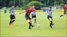  ?? Photograph­s: Tam Borland ?? Man of the match Donald Park scores another goal to help secure victory for the Arran side.