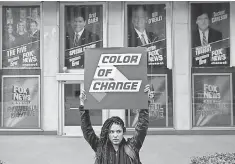  ?? DREW ANGERER, GETTY IMAGES ?? Protester outside Fox News in New York City on Wednesday.