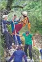  ?? HT FILE PHOTOS ?? Villagers cross rivers via makeshift ropeways in Kalimath valley.