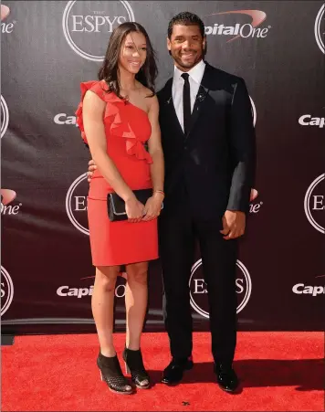  ?? JASON MERRITT — GETTY IMAGES ?? Stanford’s Anna Wilson attended the ESPYS in Los Angeles with her older brother Russell Wilson in 2014.