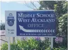  ??  ?? Middle School West Auckland in Henderson is under the spotlight.