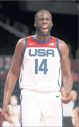  ?? EZRA SHAW — GETTY IMAGES ?? Draymond Green of Team USA helps win a blowout against the Czech Republic during a men’s basketball preliminar­y round at the delayed Tokyo 2020 Olympic Games last week. The Americans did have an embarrassi­ng loss to France earlier in the tournament.