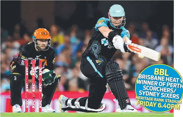  ?? ?? Brisbane Heat’s Matthew Renshaw sweeps against the Perth Scorchers at The Gabba. Picture: Albert Perez/Getty Images