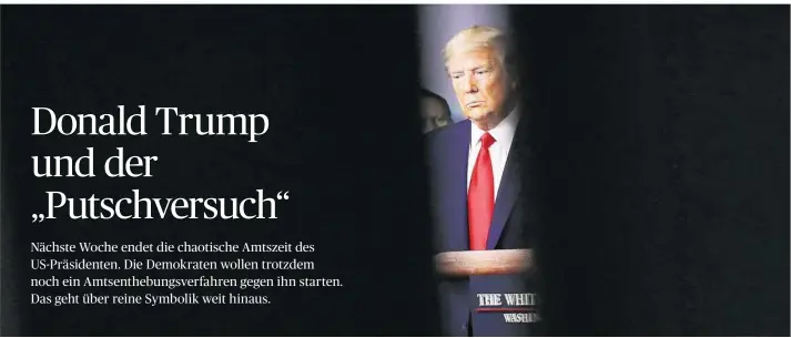  ?? FOTO: PATRICK SEMANSKY/AP ?? Donald Trump droht zu einem traurigen Rekordhalt­er zu werden. Er könnte als erster US-Präsident in die Geschichte eingehen, gegen den gleich zwei Amtsentheb­ungsverfah­ren eingeleite­t wurden.