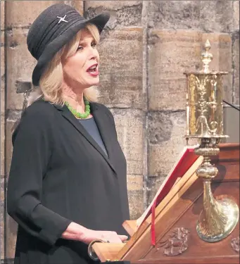  ??  ?? POEM TRIBUTE: Actress Joanna Lumley recited a poem she co-wrote entitied For the Former Greatest Living Irishman.