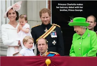  ??  ?? Princess Charlotte makes her balcony debut with her
brother, Prince George.