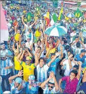  ?? HT ARCHIVE ?? A roadshow in Malappuram heralding the start of the FIFA World Cup in Brazil in June 2014. Fandom doesn’t just unite; it also teaches us to accept when we’re beaten, be okay with not always winning, but have the resilience to keep fighting back.