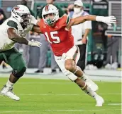  ?? AL DIAZ adiaz@miamiheral­d.com ?? Former Miami Hurricane Jaelan Phillips, taken by the Dolphins at No. 18 in the first round, has skill and athleticis­m to be a double-digit sacks guy in the NFL.