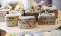  ??  ?? Handmade soaps from Nuture are big sellers and fill the shop with the sweet scent of lavender.