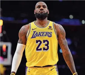  ?? GARY A. VASQUEZ/USA TODAY SPORTS ?? Lakers forward LeBron James reacts during the second half of the Game 3 loss to the Nuggets.