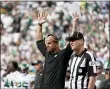  ?? SETH WENIG - THE ASSOCIATED PRESS ?? New York Jets head coach Robert Saleh reacts on the sidelines during overtime of an NFL football game against the Tennessee Titans, Sunday, Oct. 3, 2021, in East Rutherford, N.J.