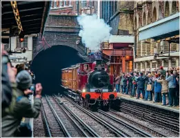  ??  ?? Í Steam on the Met
In 2013 a celebratio­n of 150 years of steam on the Metropolit­an line took place on the London Undergroun­d. I went up to the Capital to photograph a private event at Moorgate with VIPs of which the Mayor of London, Boris Johnson was in attendance. ‘Met 1’ from Buckingham­shire Railway Centre and Met 12 (electric) Sarah Siddons took centre stage in top and tail formation along the Undergroun­d route between Kensington Olympia and Moorgate, on January 13. The event was widely publicised in advance in the national press, which resulted in crowds lining the platforms along the route. I wanted to capture the modern scene with Londoners gathering to see this rare movement of steam on the Undergroun­d. My location of choice was Barbican station, where I found myself alone when I arrived. This soon changed as the time drew closer! I kept a close eye on the digital screens as the ‘special’ was due to pass through at the same time as a passenger train in the opposite direction. I made the decision and gambled to stand on the adjacent platform with a telephoto lens just in case I was bowled over by a train travelling the other way. Something was telling me that it would happen. To my astonishme­nt, I was right! A couple of seconds after this photograph was taken, a train entered the platform behind me, blocking my view of the locomotive. I love a challenge, but this was something else!
Nikon D4 with Nikon 80-400mm F4.5-5.6 lens. 1/250th sec at f5 on ISO1000