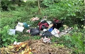  ??  ?? Tip tax opponents say the charges for recycling rubble, plasterboa­rd and tyres will increase flytipping, such as this pile left in Bailbrook Lane, Bath