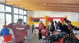  ?? PICTURE: BHEKI RADEBE ?? Young people interact at the youth cafe near Nyanga Junction which aims to help to link the youth of Gugulethu and Manenberg.