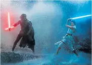  ?? DISNEY ?? Los personajes principale­s, Kylo Ren y Rey en batalla.