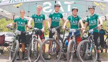  ??  ?? RIDE ON: Trinity Anglican School students Cody Haseldine, Liam Simpson, Gordon Milne, Jacob Booij and Joel Sutherland competed in the inter-school event.