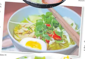  ?? Picture: SUPPLIED ?? Chicken noodle soup with egg. The soft yolk adds a wonderful creaminess to the soup.