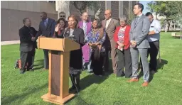  ?? VICTOR REN/THE REPUBLIC ?? Petra Falcon speaks Tuesday at Promise Arizona’s press conference in Phoenix urging Congress to support DACA renewals.