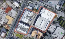  ?? GOOGLE MAPS ?? Two recently purchased properties of The Village at San Antonio Center are outlined in red. The parcels include two large office buildings.