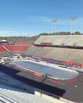  ?? AARON BEARD/AP ?? Carter-finley Stadium in Raleigh, N.C., is prepared to host an NHL Stadium Series hockey game. The Washington Capitals and the Carolina Hurricanes are scheduled to play Saturday at the stadium.