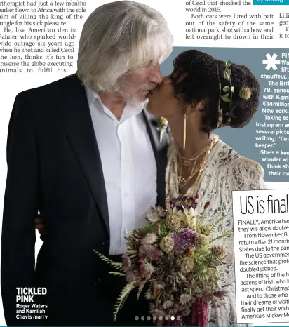  ?? ?? TICKLED PINK Roger Waters and Kamilah Chavis marry